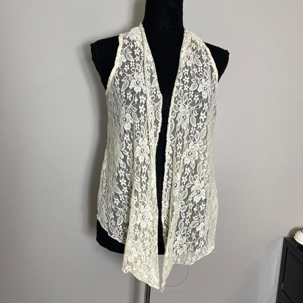 Self Esteem cream lace vest coverup
